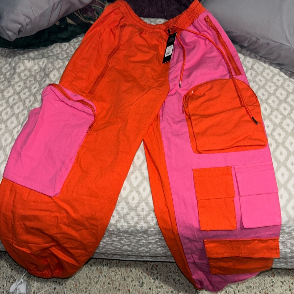 Colorblock cargo jogger pants